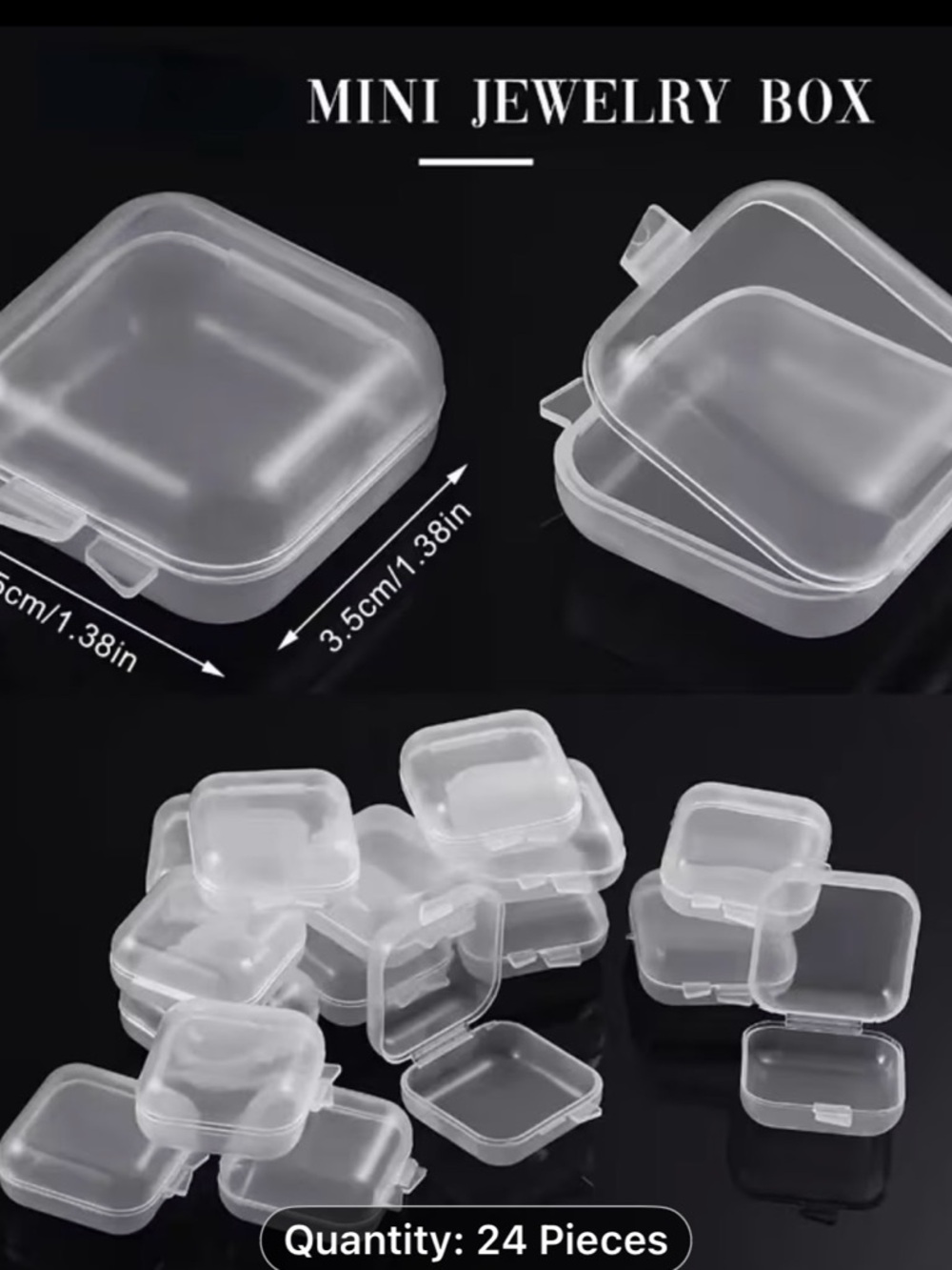 48-Pack Clear Jewelry Ring Storage Organizer Boxes - White/Transparent Many Uses - Picture 4 of 6